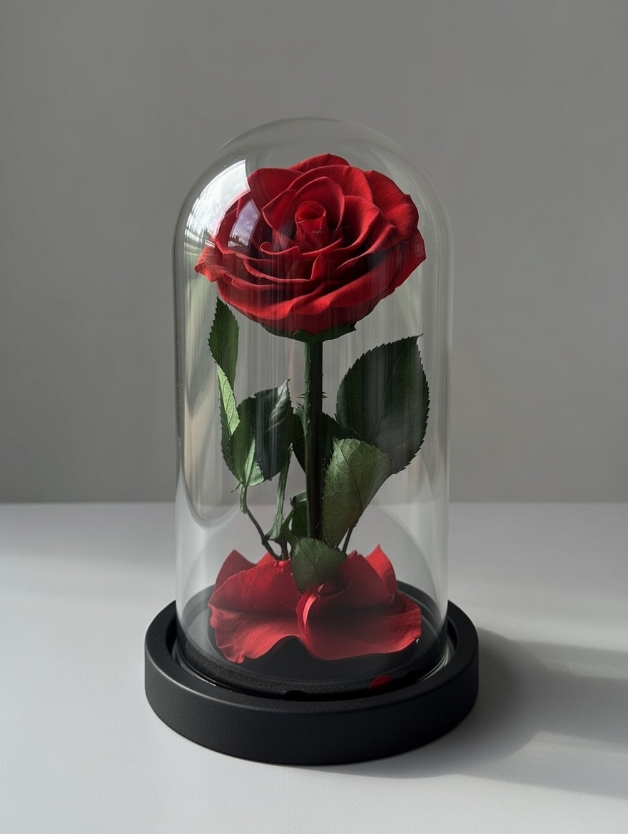 Prawdziwa wieczna róża pod kloszem XXL