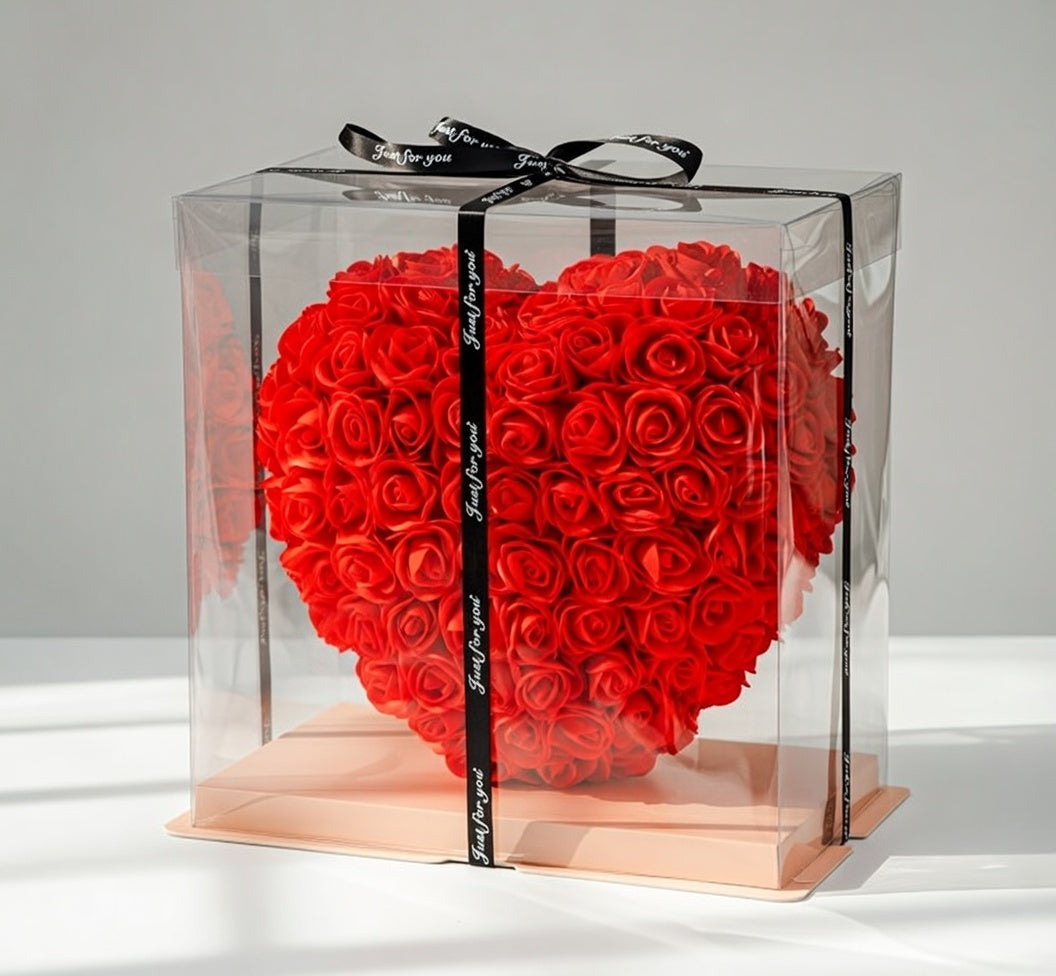 Serce z róż XXL w opakowaniu prezentowym (czerwone)