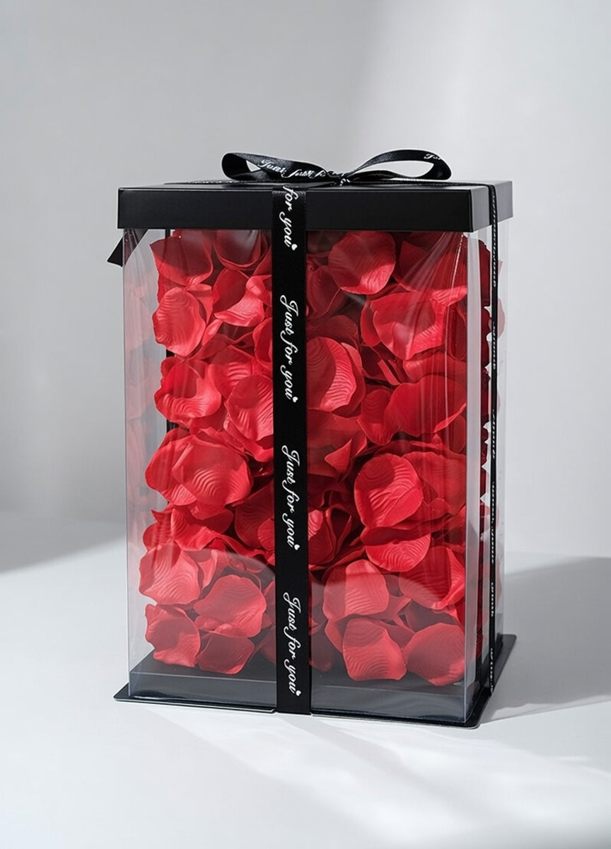 Miś z róż w opakowaniu prezentowym (czerwony)