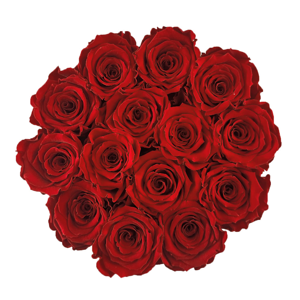 Czerwone wieczne róże w dużym flower boxie