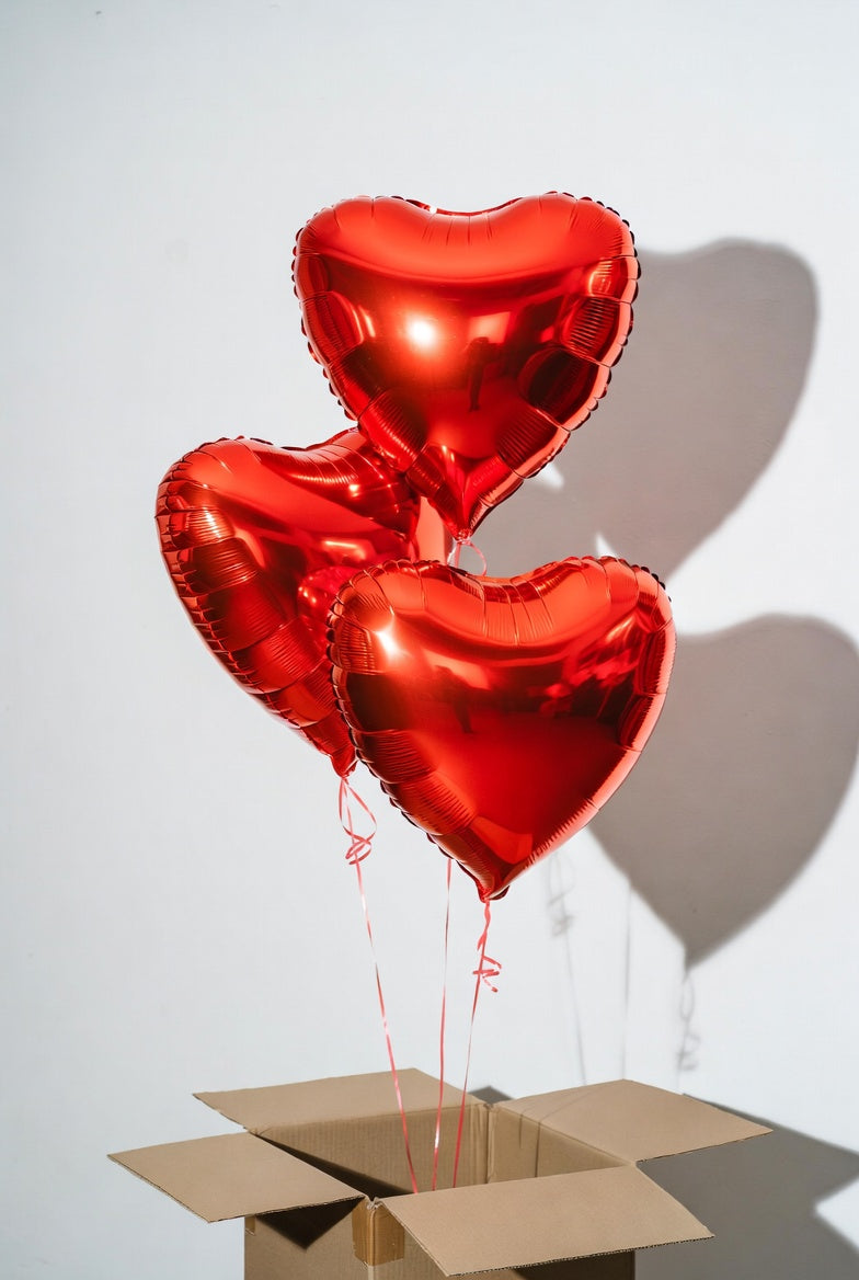 Zestaw 3 dużych balonów z helem w kształcie serca - z dostawą